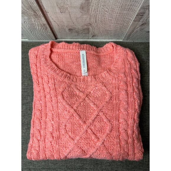 Aeropostale Coral Cable Knit Sweater Womens Acrylic Size Medium - Picture 3 of 7